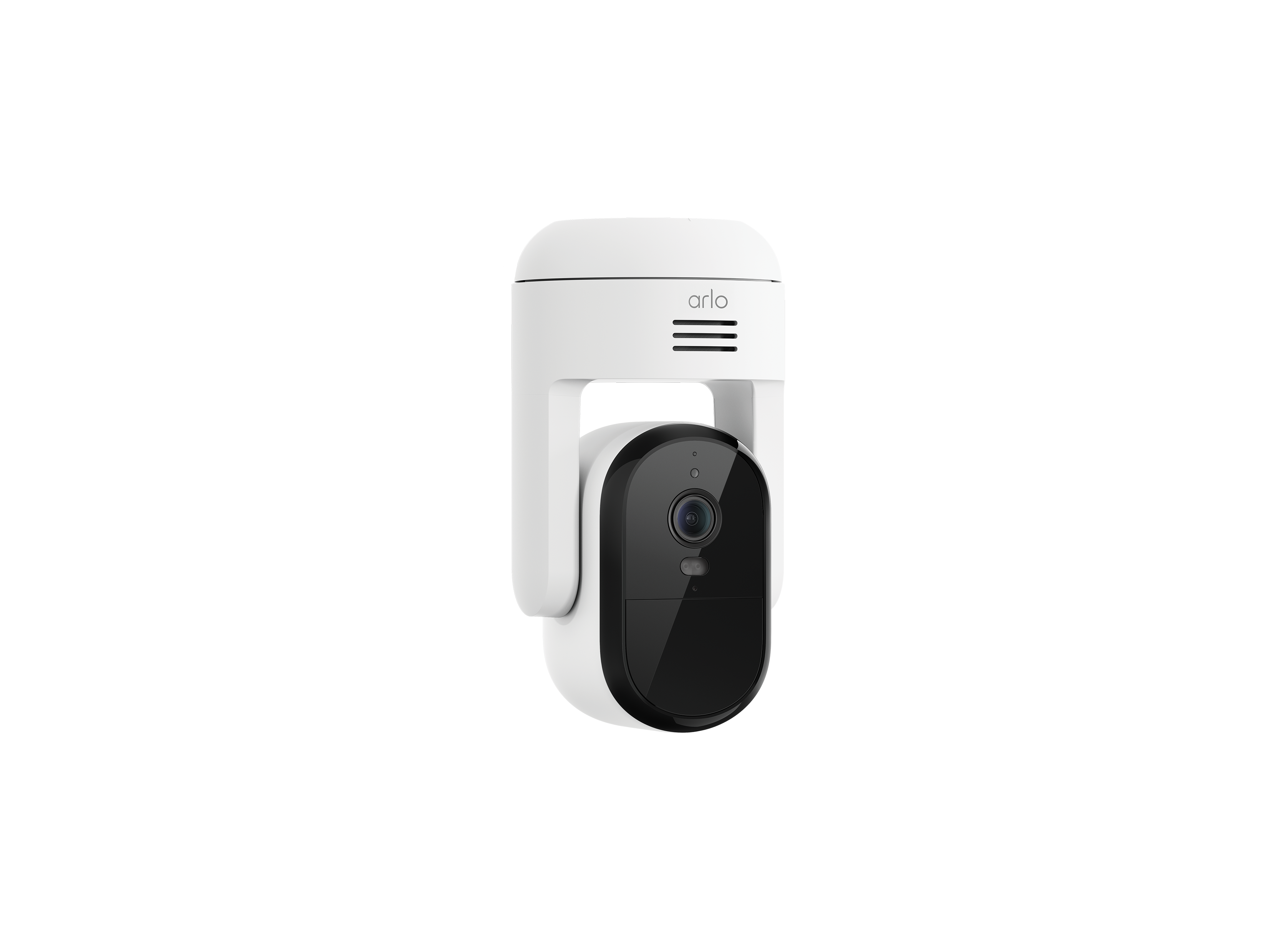 Arlo Essential Pan Tilt camera in white facing right