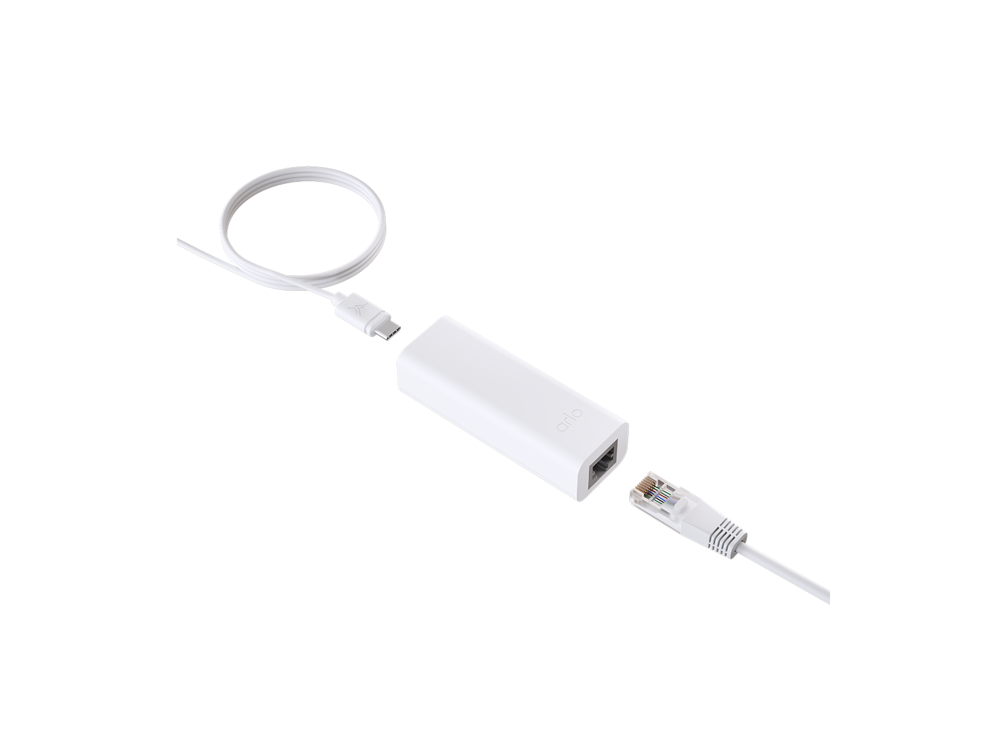 A white Power Over Ethernet adapter