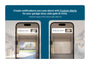 Promotional graphic for Arlo Secure App, showing two smartphone screens with alerts for 'Garage Door: Open' and 'Garage Door: Closed' set against garage background imagery, with a dark blue header containing white text.